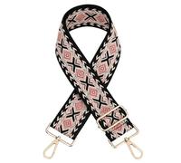 JSGHGDF Correa de hombro de 130 cm, correas étnicas, bolsa cruzada, cinturón de repuesto para mujer, bolso de mano, accesorios, 15 negro sobre rosa