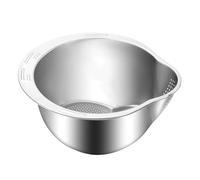 JSGHGDF Cuenco de acero para lavar y escurrir arroz con escurridor lateral y rallador, cuenco pequeño para un uso eficiente en la cocina, lavadora de verduras