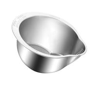 JSGHGDF Cuenco de acero para lavar y escurrir arroz con escurridor lateral y rallador, cuenco pequeño para un uso eficiente en la cocina, lavadora de verduras