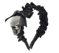 JSGHGDF Diadema de calavera de Halloween para mujer, diadema plisada negra, diadema gótica, diadema punk