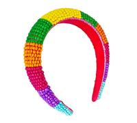 JSGHGDF Diademas coloridas de arcoíris para mujer, diademas deslizantes con cuentas trenzadas, diadema para niñas para lavarse la cara y tomar fotos