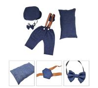 JSGHGDF Disfraz de recién nacido, ropa de fotografía, uniforme vintage, sombrero, tirantes, pantalones, accesorios para fotos, almohada para posar fotos