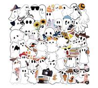 JSGHGDF Divertidas calcomanías de espectro de Halloween, 50 hojas, colores vibrantes, fáciles de aplicar, quitar decoraciones de fiesta de aula, proyectos de arte para todas las edades, decoraciones