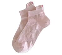 JSGHGDF Elegantes calcetines de barco de boca corta con lazo bordado, huecos, transpirables, finos, casuales, de algodón, con lengüeta en el tobillo, para mujer, B, Altoa única