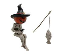 JSGHGDF Estatua de calavera sentada, decoración de acuario de Halloween, modelo A