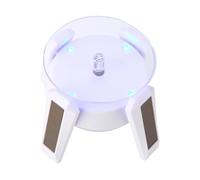 JSGHGDF Expositor de joyas giratorio con luz LED azul para tiendas minoristas con tecnología de panel fotovoltaico, exhibición de joyería giratoria LED