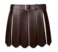 JSGHGDF Falda medieval de caballeros romanos, vikingos, pirata, cinturón de cuero, delantal, Halloween, cosplay, borlas, armaduras de cintura, gladiadores, faldas escocesas, marrón, Talla única