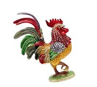 JSGHGDF Figura decorativa de gallo esmaltado, hecha a mano, obra de arte de metal para exhibición en el hogar y almacenamiento de joyas, caja de baratijas Chanticleer