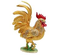 JSGHGDF Figura decorativa de gallo esmaltado, hecha a mano, obra de arte de metal para exhibición en el hogar y almacenamiento de joyas, caja de baratijas Chanticleer