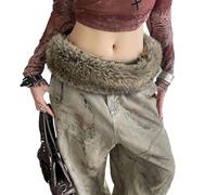 JSGHGDF Furred - Cinturón de felpa de lujo para mujer, ropa de moda, cinturón cálido de invierno, marrón, Talla única