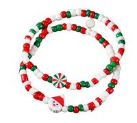 JSGHGDF Joyería con cuentas de Papá Noel y muñeco de nieve con temática navideña, 3 diseños únicos, 18 cm, luz ajustable, joyería con cuentas para festivales, festividades, One Size, como se describe
