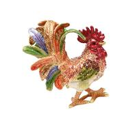 JSGHGDF Joyero artístico de gallo para anillos, pendientes, almacenamiento decorativo pintado a mano, caja de joyería Chanticleer