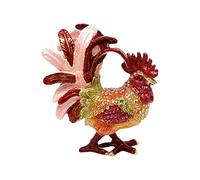 JSGHGDF Joyero artístico de gallo para anillos, pendientes, almacenamiento decorativo pintado a mano, caja de joyería Chanticleer