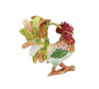 JSGHGDF Joyero artístico de gallo para anillos, pendientes, almacenamiento decorativo pintado a mano, caja de joyería Chanticleer