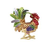 JSGHGDF Joyero artístico de gallo para anillos, pendientes, almacenamiento decorativo pintado a mano, caja de joyería Chanticleer