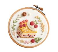 JSGHGDF Juego de bordado con temática de postre para tartas, incluye instrucciones (idioma español no garantizado), hilo de costura y aro de costura seguro