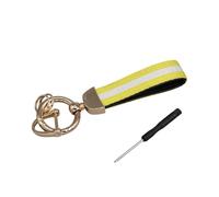 JSGHGDF Juego de llaveros versátiles a rayas, diseño de doble capa con anillos de aleación para almacenamiento automotriz y residencial, cuero a rayas, Amarillo Blanco Yello, Silver