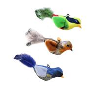 JSGHGDF Juguete realista de gorrión que canta interactivamente, juguete de aves para felinos, ejercicio y mordeduras mentales, juguete resistente