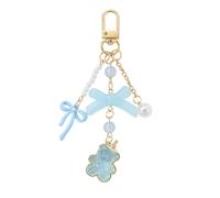 JSGHGDF Llavero con forma de corazón de oso con lazos, accesorios estéticos, anillos de coche, bolso, mochila, bolso, dijes para mujer, accesorios estéticos, Blue