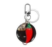 JSGHGDF Llavero creativo de caracol de chile, anillos de resina únicos, cadena encantadora para amantes de la comida e ideas, como se muestra en la imagen, Talla única