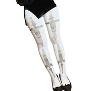 JSGHGDF Medias blancas japonesas estéticas con estampado de espadas piratas, vintage, opacas, leggings con estampado de espadas piratas