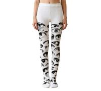 JSGHGDF Medias opacas con estampado de ojos caprichosos para mujer, estéticas japonesas, elegantes, vintage, punk, blancas, mallas opacas de cintura alta