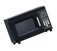 JSGHGDF Muebles modernos negros para microondas, modelo de electrodomésticos de cocina de madera a escala 1/12 con diseño funcional de puerta, muebles creativos para casas de muñecas
