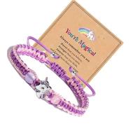 JSGHGDF Paquete de 2 pulseras de la amistad con diseño de caballo mítico, joyería de cordón trenzado modificable, con tarjeta de mensaje inspirador, criatura misteriosa, par de pulseras, One Size