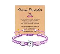 JSGHGDF Paquete de 2 pulseras de la amistad con diseño de caballo mítico, joyería de cordón trenzado modificable, con tarjeta de mensaje inspirador, criatura misteriosa, par de pulseras, One Size