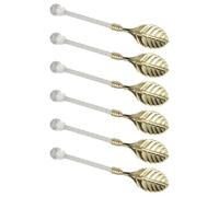 JSGHGDF Paquete de 6 cucharas agitadoras antiguas de aleación de zinc con mango acrílico para café y postre para mezclar helado, cuchara de helado retro