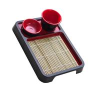JSGHGDF Plato de fideos fríos con tapete de drenaje, platos de melamina, platos para servir para dormitorio, cocina, reuniones familiares, bandeja de aperitivos duradera, bandeja de sashimi para