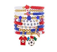 JSGHGDF Pulseras elásticas de fútbol con colgantes de balón de fútbol, accesorios de espíritu de equipo, joyería deportiva en forma de corazón, One Size, como se describe