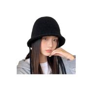 JSGHGDF Sombrero de pescador, gorra de ala acanalada ajustable con diseño cálido y resistente al viento para mujer, para invierno, uso diario, gorro de punto grueso, Negro, Talla única