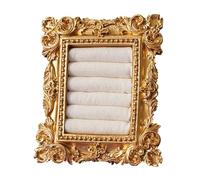 JSGHGDF Soporte para anillos de tipo antiguo con base de franela suave, compacto para exhibición de joyas y regalo de marco de fotos, plato de anillos