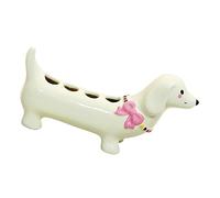 JSGHGDF Soporte para cepillo de dientes con forma de perro salchicha, base antideslizante, soporte de cerámica, organizador de encimera de baño, accesorios de dibujos animados para perros