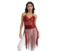 JSGHGDF Sujetador y cinturón tribal para danza del vientre, trajes profesionales de danza del vientre, borlas, disfraz de danza del vientre para mujer, carnaval