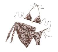 JSGHGDF Trend - Traje de baño de 3 piezas sin aros, cómodo tankini de tela de poliéster con cubierta para fiestas en la piscina, cómodo traje de baño