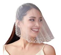 JSGHGDF Velo de boda con diamantes de imitación, tocado de tul ligero para ceremonias y sesiones de fotos, velo de novia de una sola capa con diamantes de imitación, blanco, Talla única