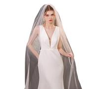 JSGHGDF Velo de novia de 110 pulgadas de longitud catedral con peine para el pelo, velo de novia de una sola capa para ceremonia de boda, fotografía, tocado, catedral