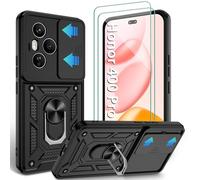 Jshru Funda para Honor 400 Pro 5G, funda protectora para cámara Slide con 2 protectores de pantalla, funda militar resistente a los golpes, soporte de metal de 360°, protección contra caídas para