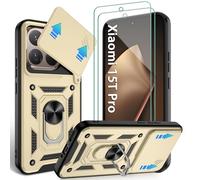 Jshru Funda para Xiaomi 15T Pro Funda para teléfono móvil Slide Protección de Cámara Protección Militar Resistente a los Golpes Carcasa con 2 Unidades Protector de Pantalla 360° Anillo Soporte