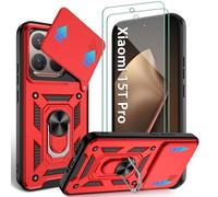 Jshru Funda para Xiaomi 15T Pro Funda para teléfono móvil Slide Protección de Cámara Protección Militar Resistente a los Golpes Carcasa con 2 Unidades Protector de Pantalla ,Anillo 360° Soporte