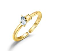 JSJOY Anillos de piedra natal para mujer, delicado anillo azul esmeralda, regalos de cumpleaños para mamá, sus piedras preciosas, anillo de circonita cúbica para adolescentes, anillos de oro que no se