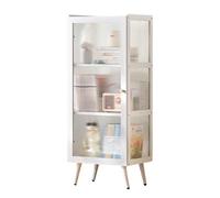 JSLJJBD Bambú Librería Estantería con Cristales Transparentes en Cuatro Caras Mueble Organizador Vitrina Alta con Puertas de Vidrio Estriado para Sala Estudio para Objetos White 4th Floor