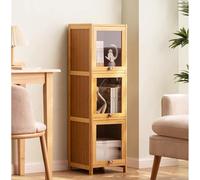 JSLJJBD Estanteria Libros Armario de Bambú Estanterias Almacenaje Madera Mueble Organizador Vitrina para Libros para Oficinas Estudios y Salones Natural Wood Color 40cm A-3rd Layer