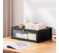 JSLJJBD Estantería Libros Estantería de Bambú Vitrina Moderna y Minimalista con Tapa Abatible Mesita de Noche Diseño Modular Biblioteca para Oficina, Estudio o salón Black B-Small