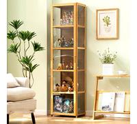 JSLJJBD Vitrina, Vitrina Cristal, Vitrina Expositora para Colecciones,Transparente Y Resistente Al Polvo por Tres Lados, Apto para Dormitorios Familiares, Salas De Estudio, Etc. 42×33×161cm Woodcolor