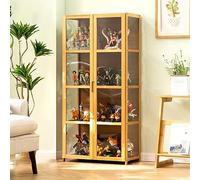 JSLJJBD Vitrina, Vitrina Cristal, Vitrina Expositora para Colecciones,Transparente Y Resistente Al Polvo por Tres Lados, Apto para Dormitorios Familiares, Salas De Estudio, Etc. 62×33×130cm Woodcolor