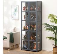 JSLJJBD Vitrina, Vitrina Cristal, Vitrina Expositora para Colecciones,Vitrina Transparente De Tres Lados, Diseño De Puerta De Lado A Lado, Gran Capacidad De Carga 62×33×161cm Darkgray