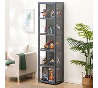 JSLJJBD Vitrina, Vitrina Cristal, Vitrina Expositora para Colecciones,Vitrina Transparente De Tres Lados, Diseño De Puerta De Lado A Lado, Gran Capacidad De Carga 42×33×161cm Darkgray